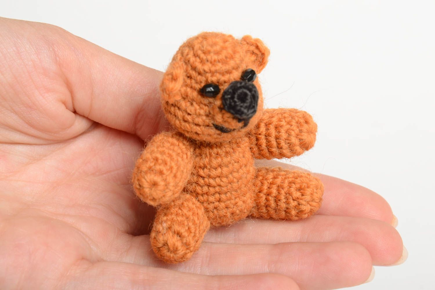 Doudou ours brun fait main Jouet tricot en coton au crochet Cadeau pour enfant photo 5