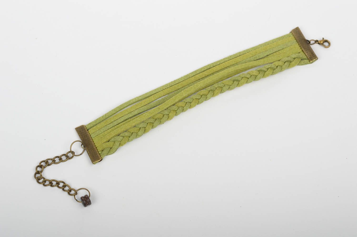 Armband aus Leder handgefertigt Damen Armband grün Schmuck für Frauen foto 5