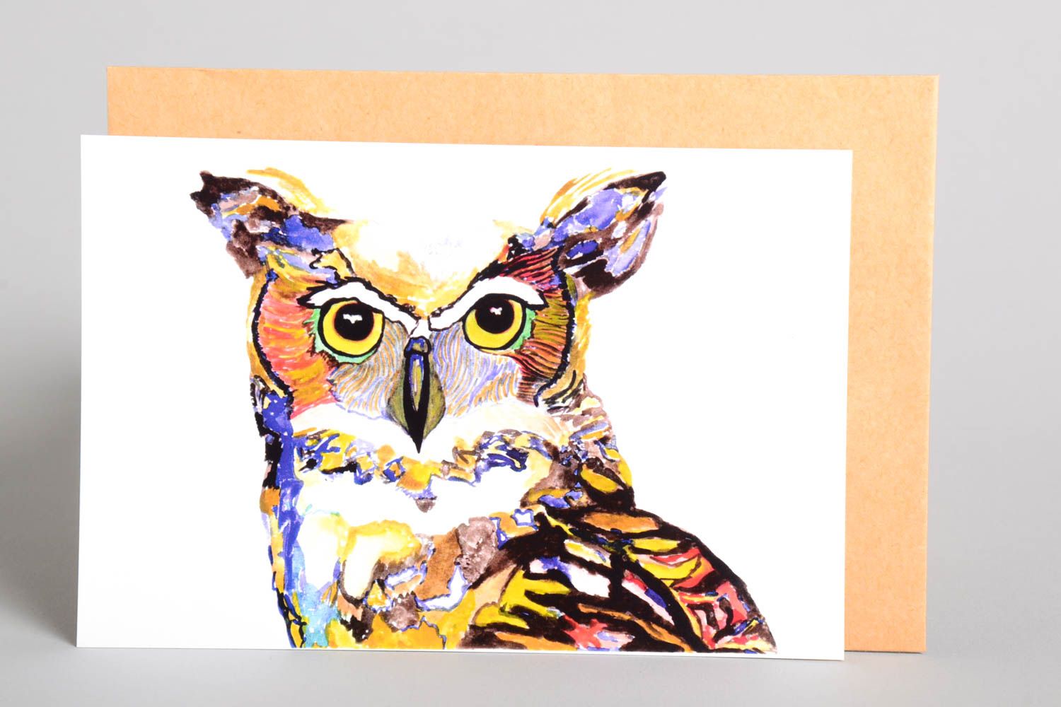 Открытка ручной работы поздравительная открытка сова красивая открытка фото 2
