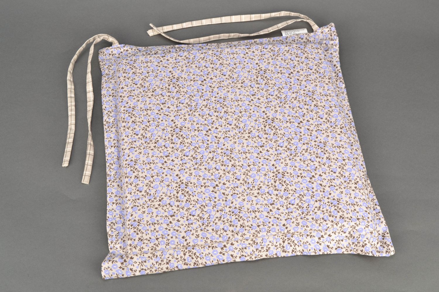 Galette de chaise carrée en tissu et mousse de polyester à fleurs faite main photo 3