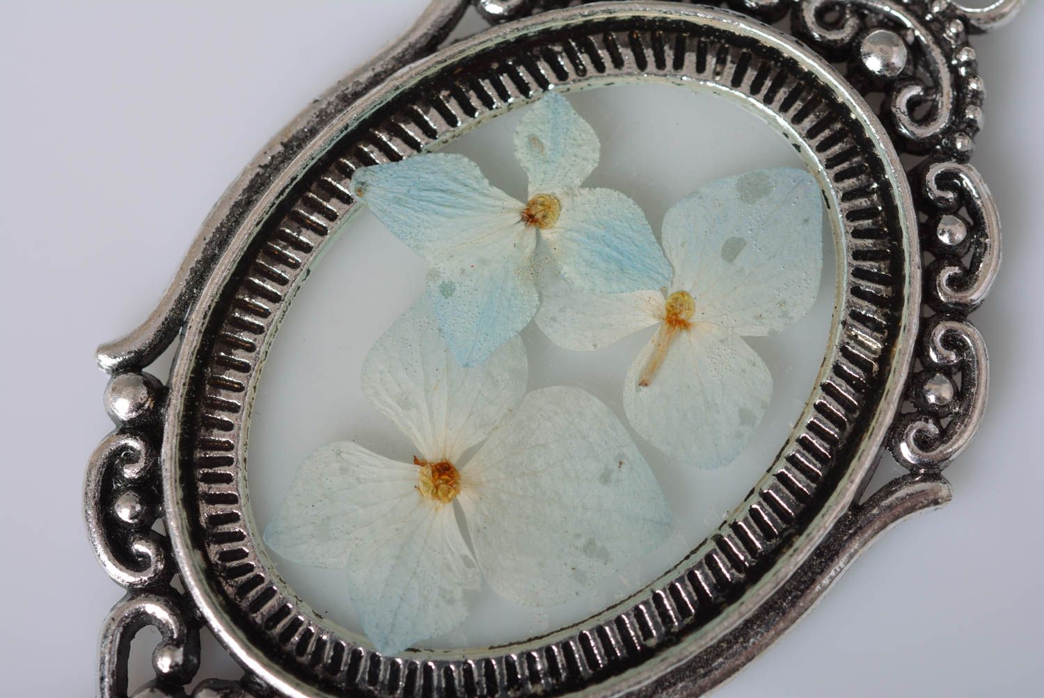 Botanic pendant handmade pendant with natural flowers handmade jewelry photo 4