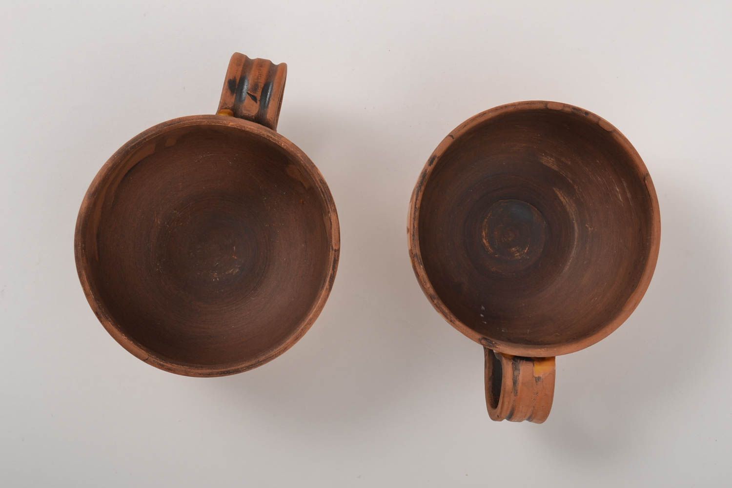 Two clay glazed handmade coffee cups with handle 0,79 lb photo 5