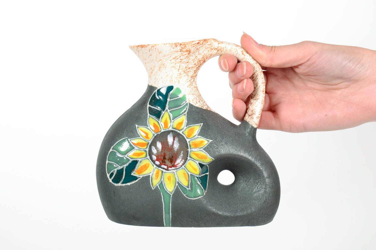 Kleine keramische Vase Sonnenblume foto 2