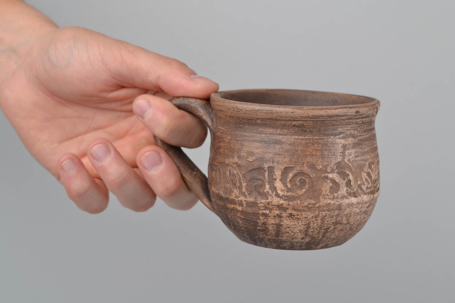 Taza cerámica hecha a mano baja bonita original para té o café n400 ml foto 2