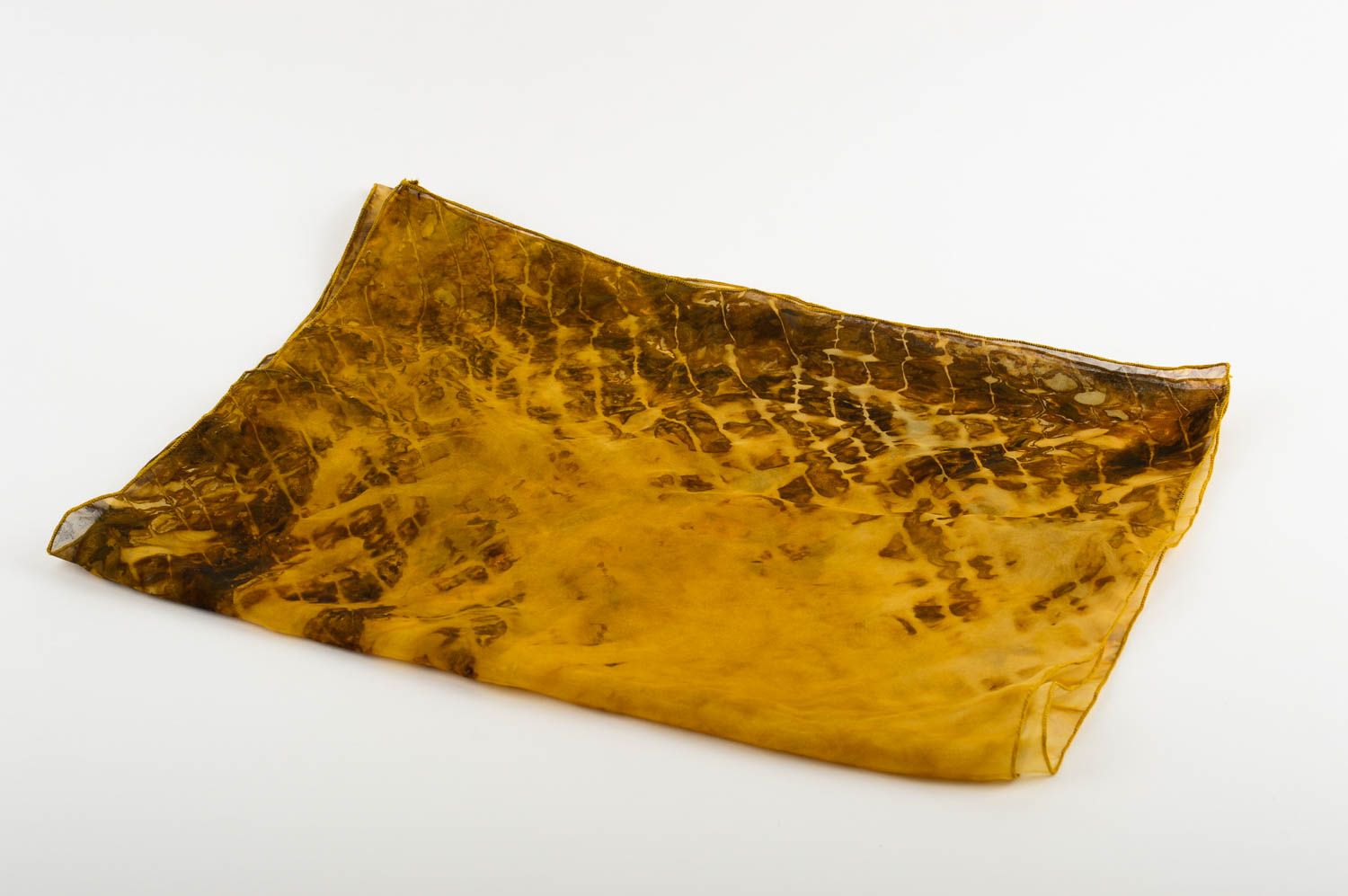 Foulard en mousseline de soie fait main jaune original batik Accessoire femme photo 5