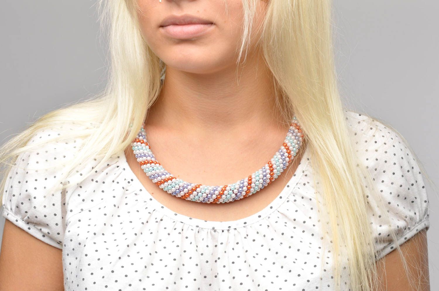 Handmade beaded cord necklace designer elegant necklace beautiful jewelry photo 3