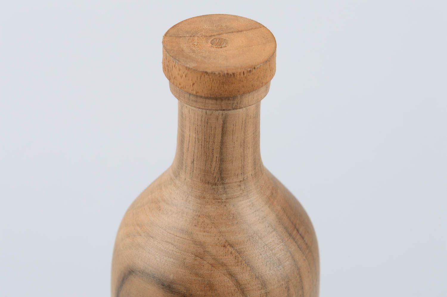Wooden handmade bottle in walnut color for home décor 0,5 lb photo 3