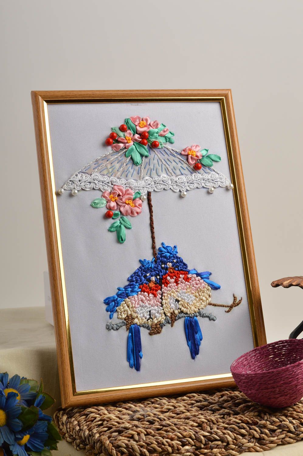 Cuadro bordado hecho a mano decoración de casa regalo original para mujer foto 1