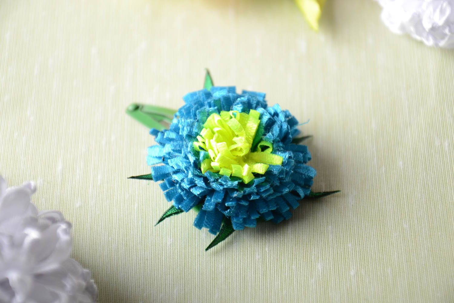 Handmade Haarspange Blume Damen Modeschmuck Accessoire für Haare in Blau Gelb foto 1