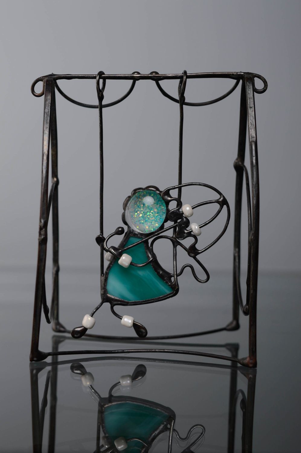 Stained glass figurine Angel on Swing photo 1