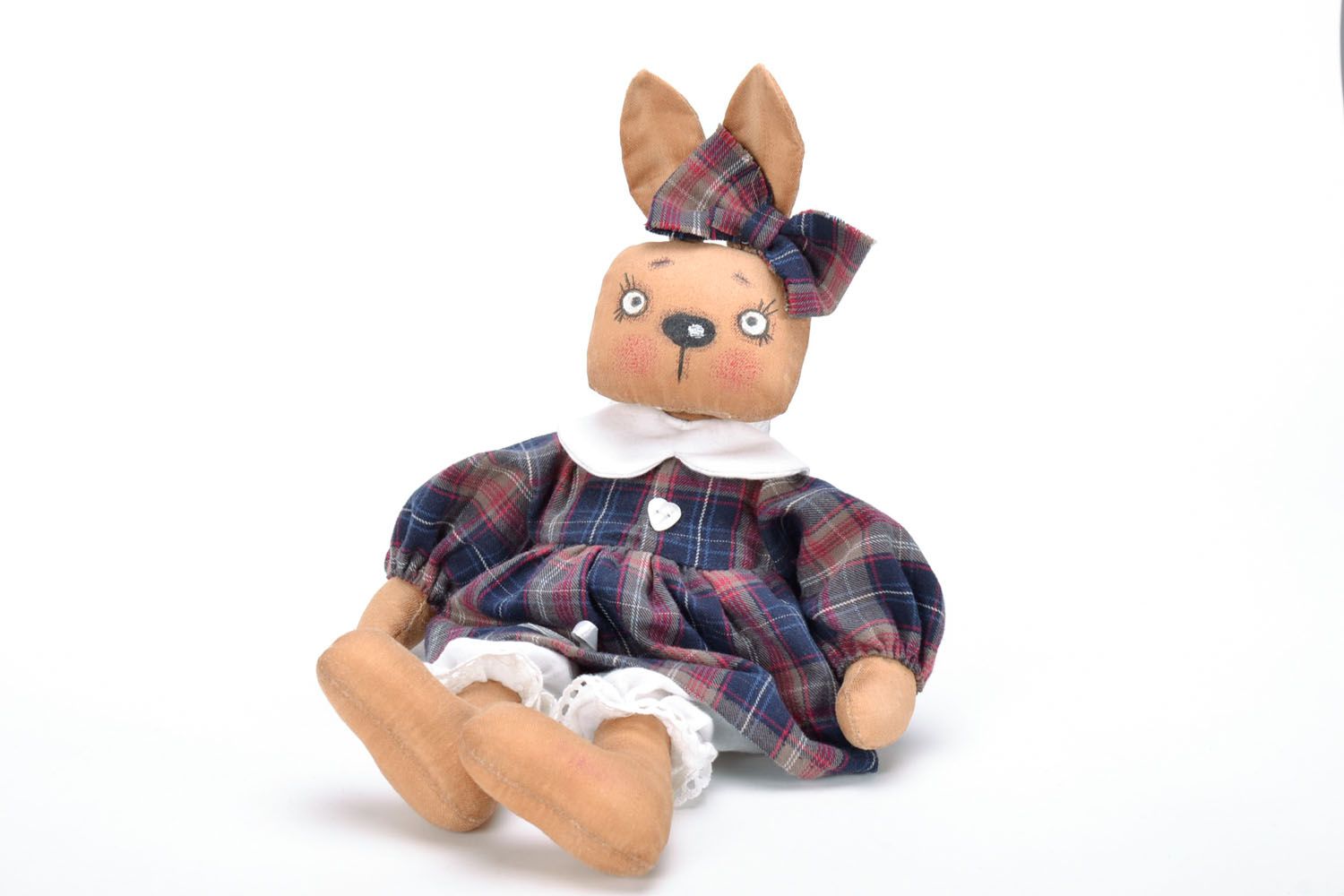 Soft toy Rabbit in Checkered Dress photo 4