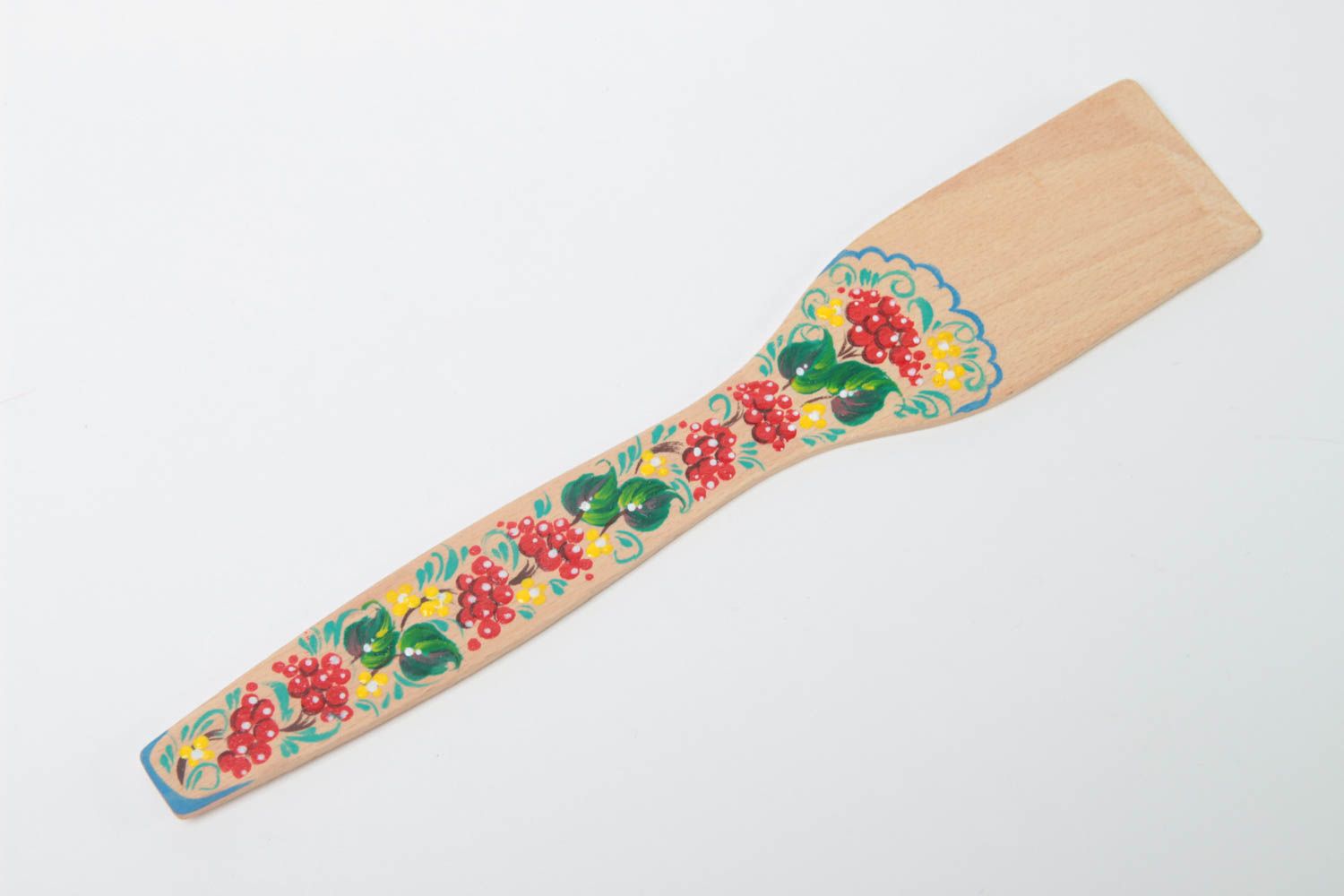 Красивая деревянная лопатка декоративная с Петриковской росписью ручной работы фото 2