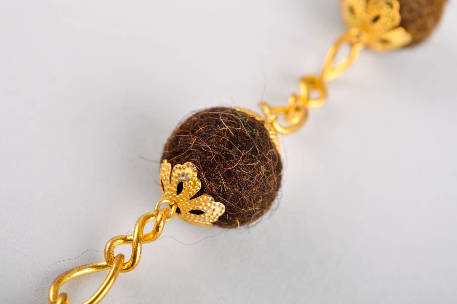 Handmade woolen necklace unusual beautiful accessory cute jewelry present photo 4