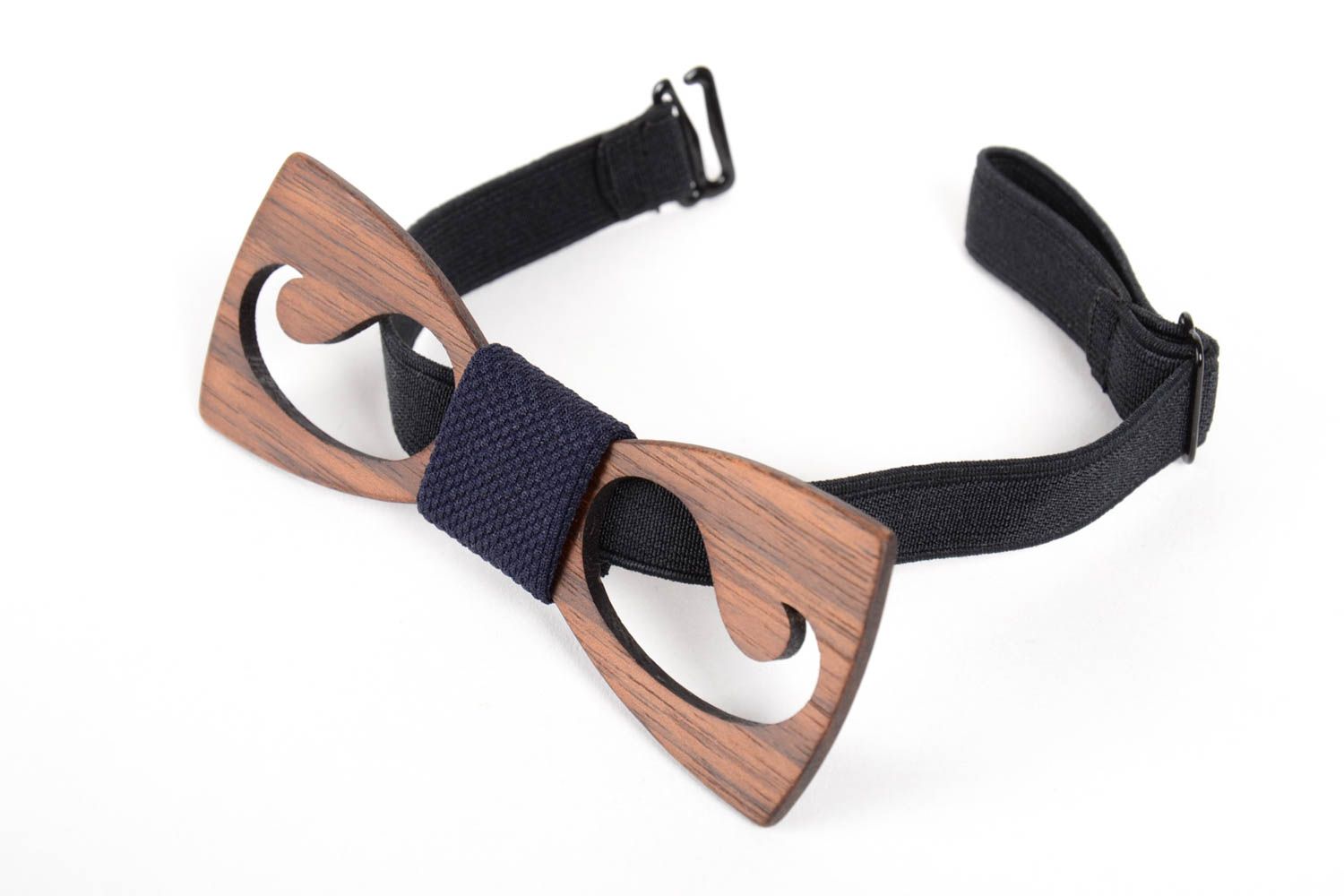 Wooden handmade present fashionable cute bow tie beautiful designer accessories photo 3