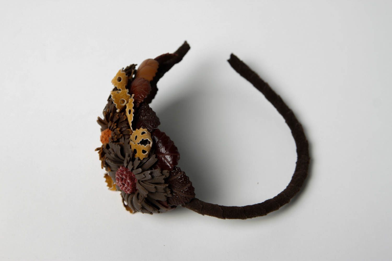 Diadema hecha a mano regalo original para mujer accesorio para el cabello marrón foto 4