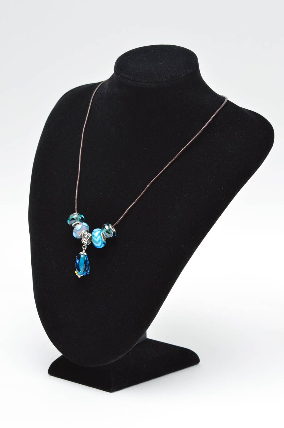 Handmade glass beaded necklace lampwork pendant designer pendant glass beads photo 5