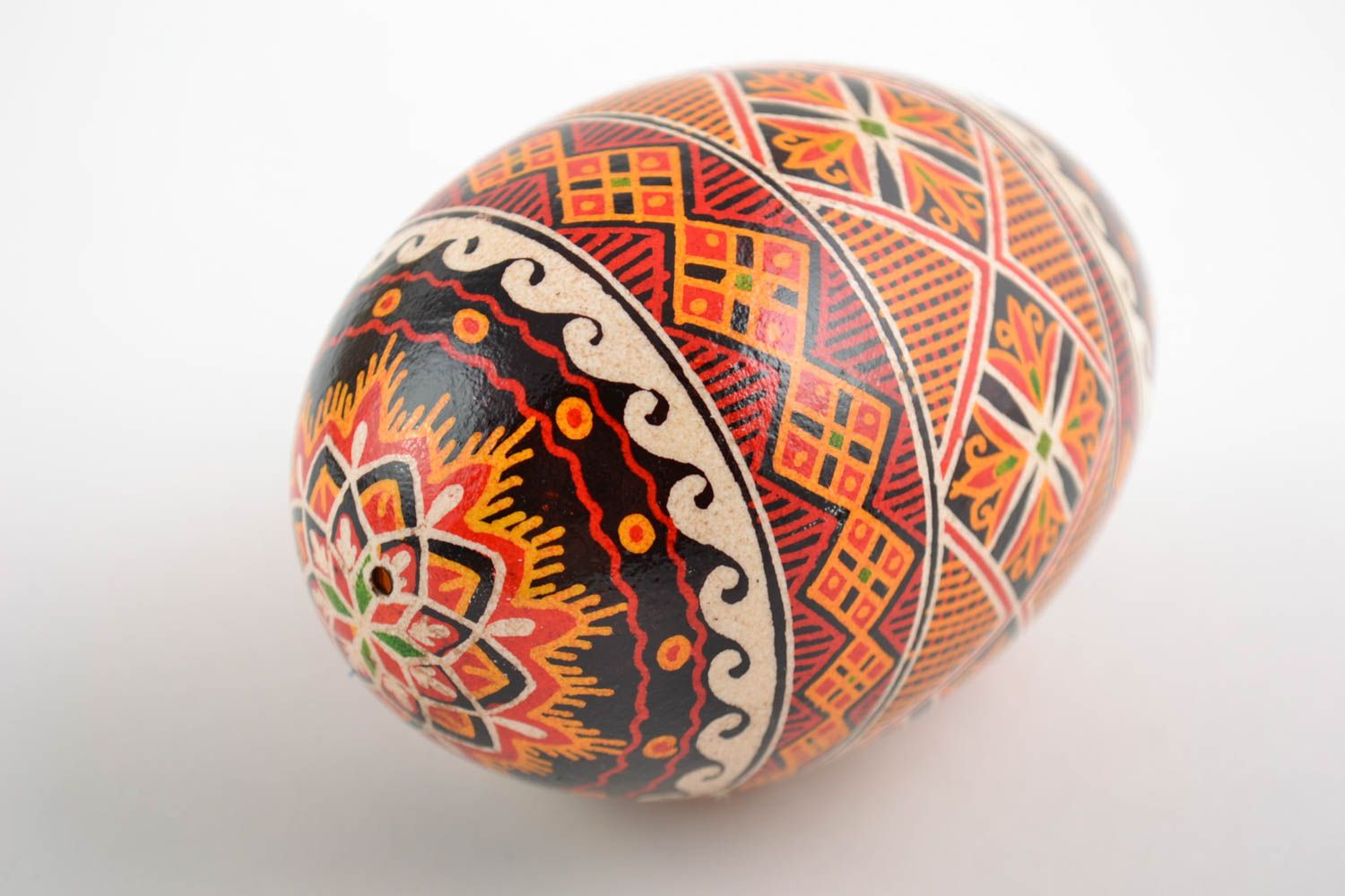 Handmade traditional bright pysanka decorative goose egg painted with acrylics photo 4