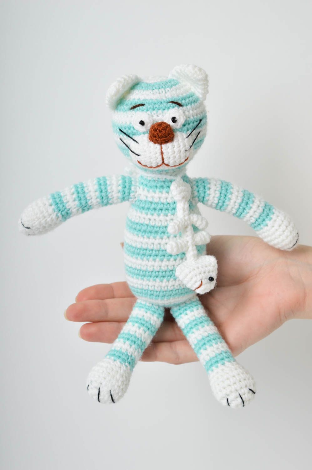 Baby toy handmade soft cat toy striped toy handmade toy for baby animal toys  photo 2
