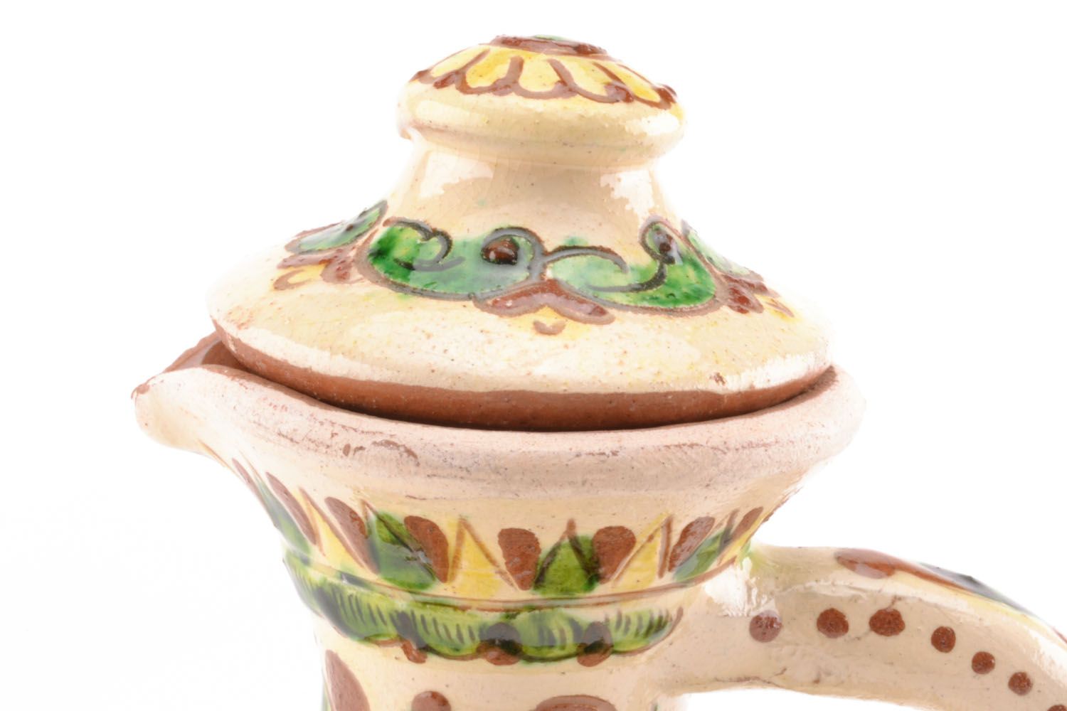 12 oz clay wine carafe with handle and lid in ethnic design 1,3 lb photo 2