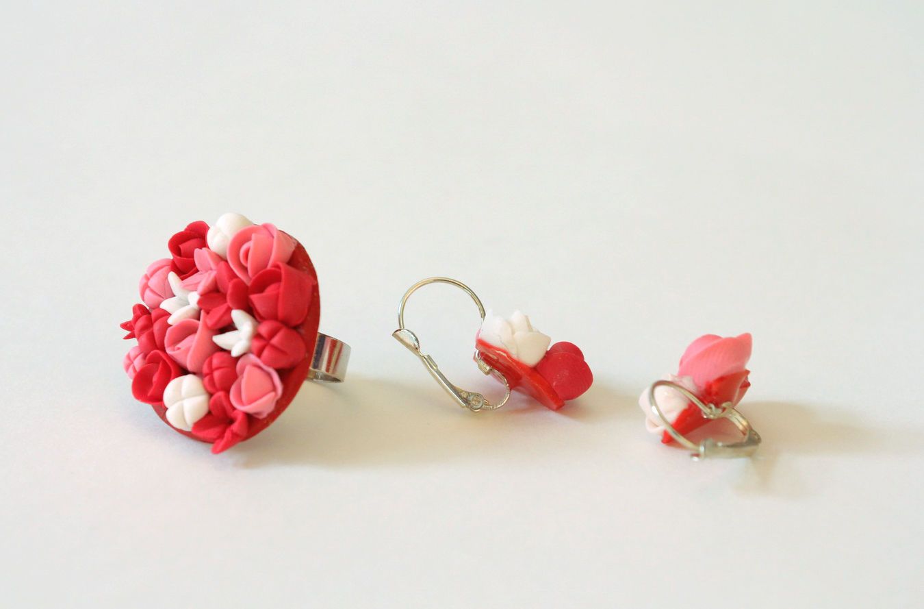 Jewelry set made ​​of polymer clay photo 1