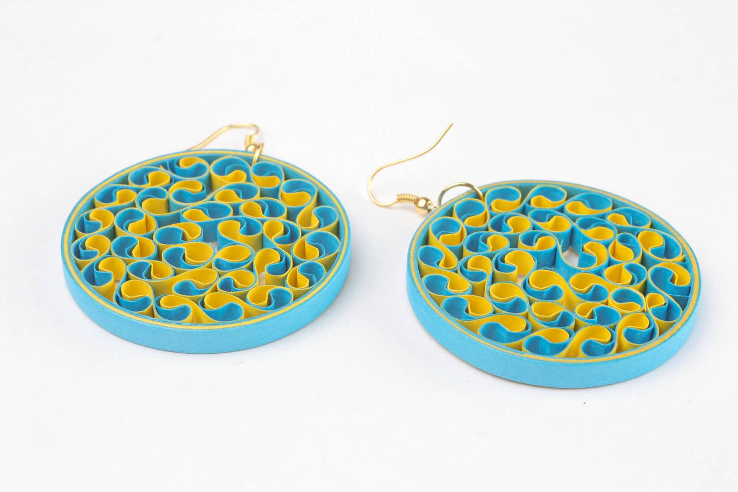 Yellow and blue paper earrings  photo 4