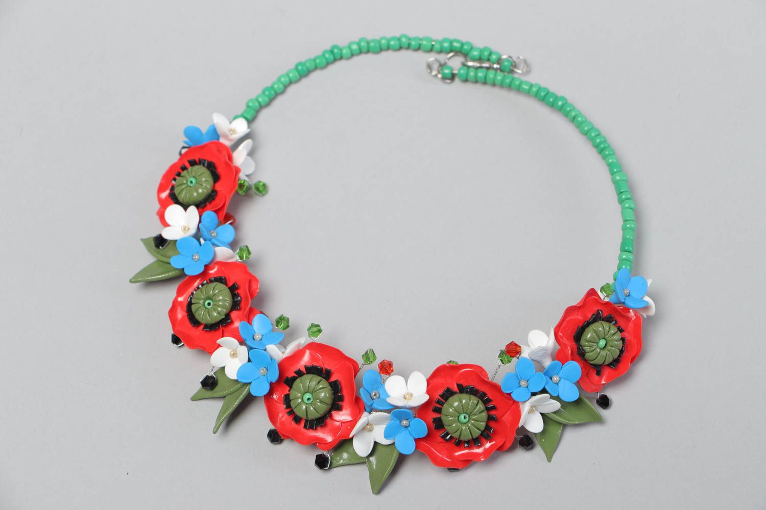 Beautiful handmade necklace designer accessory with flowers beaded jewelry photo 2