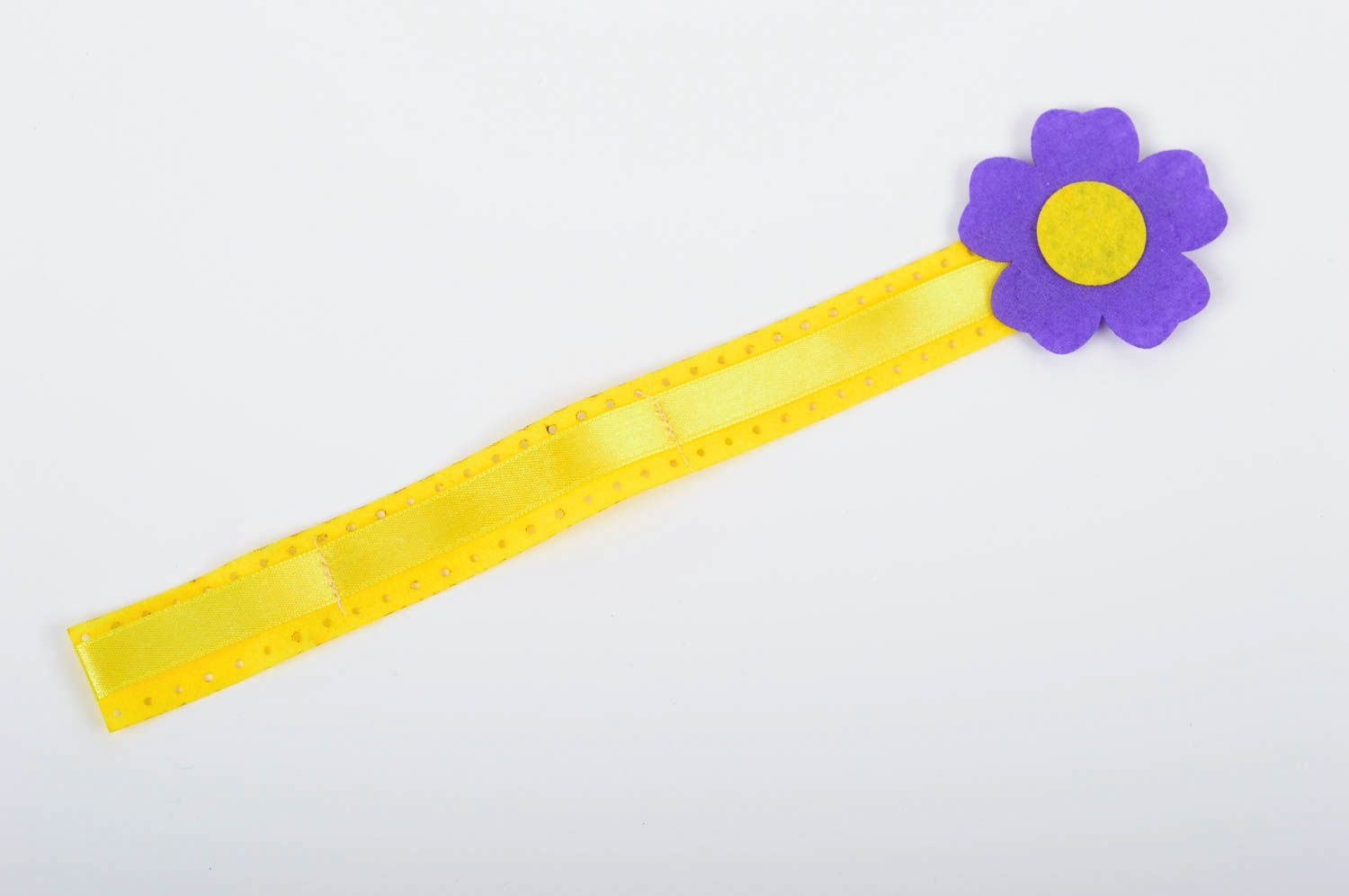 Porte-serre-tete fait main Rangement bijoux jaune violet avec fleur Cadeau fille photo 1