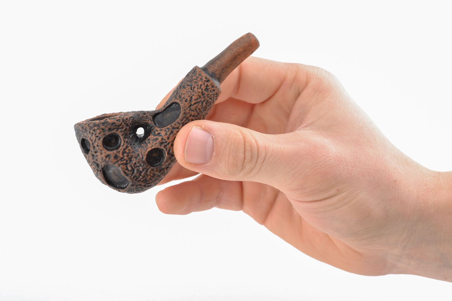 Molded clay smoking pipe photo 4