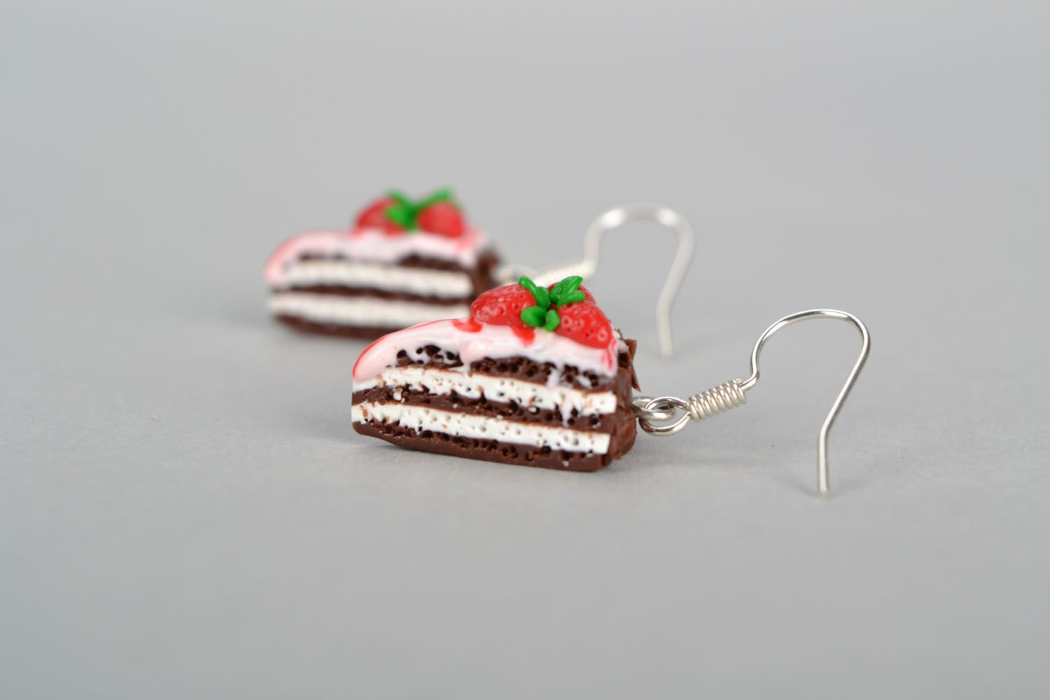 Homemade plastic earrings Cakes photo 2
