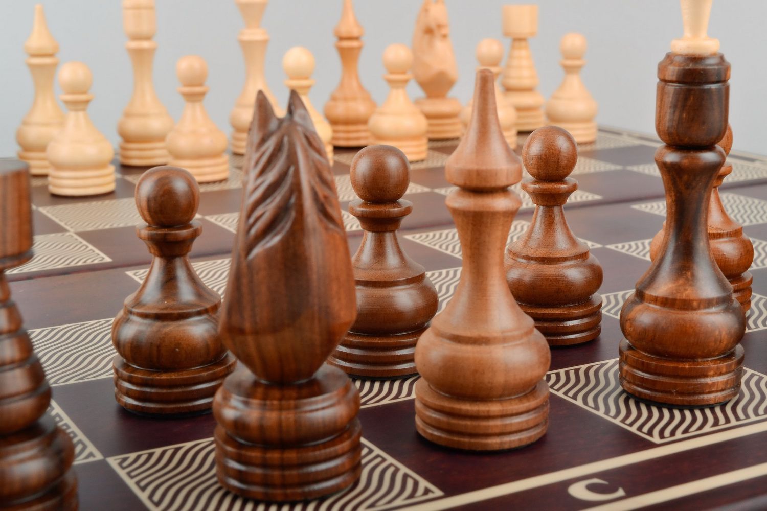 Wooden chess set 3 in 1 photo 3
