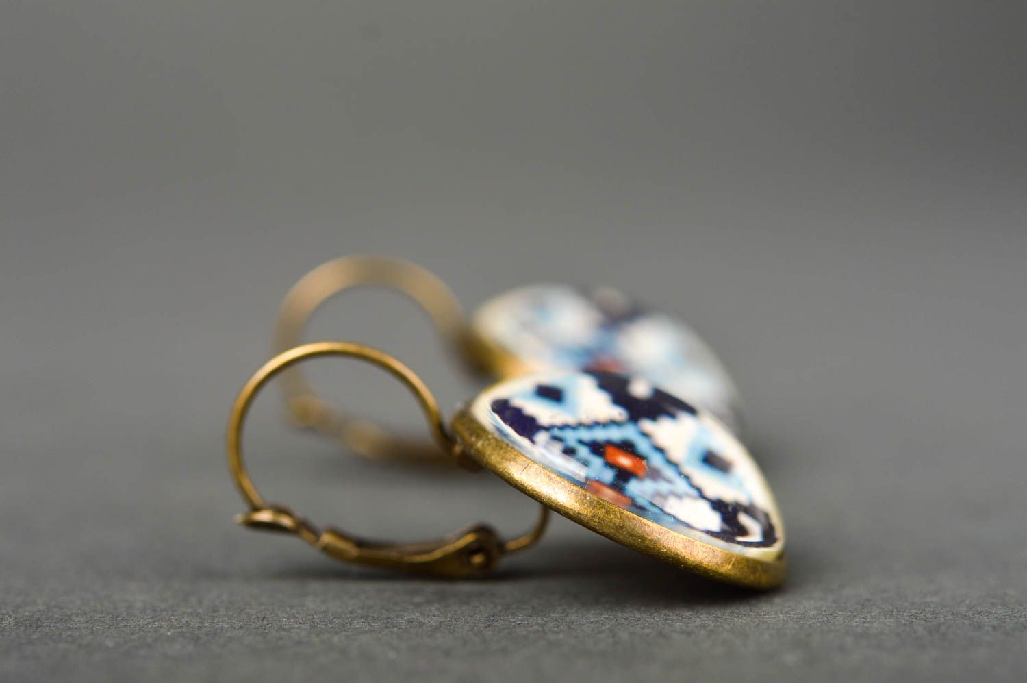 Handmade cabochon earrings designer earrings vintage earrings with charms photo 3