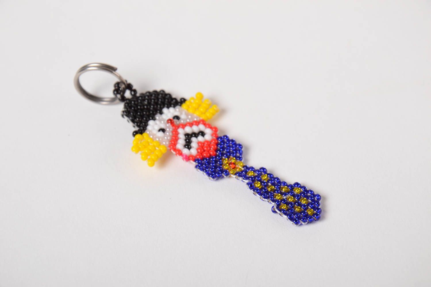 Porte-clés clown en perles de rocaille fait main accessoire original cadeau photo 3