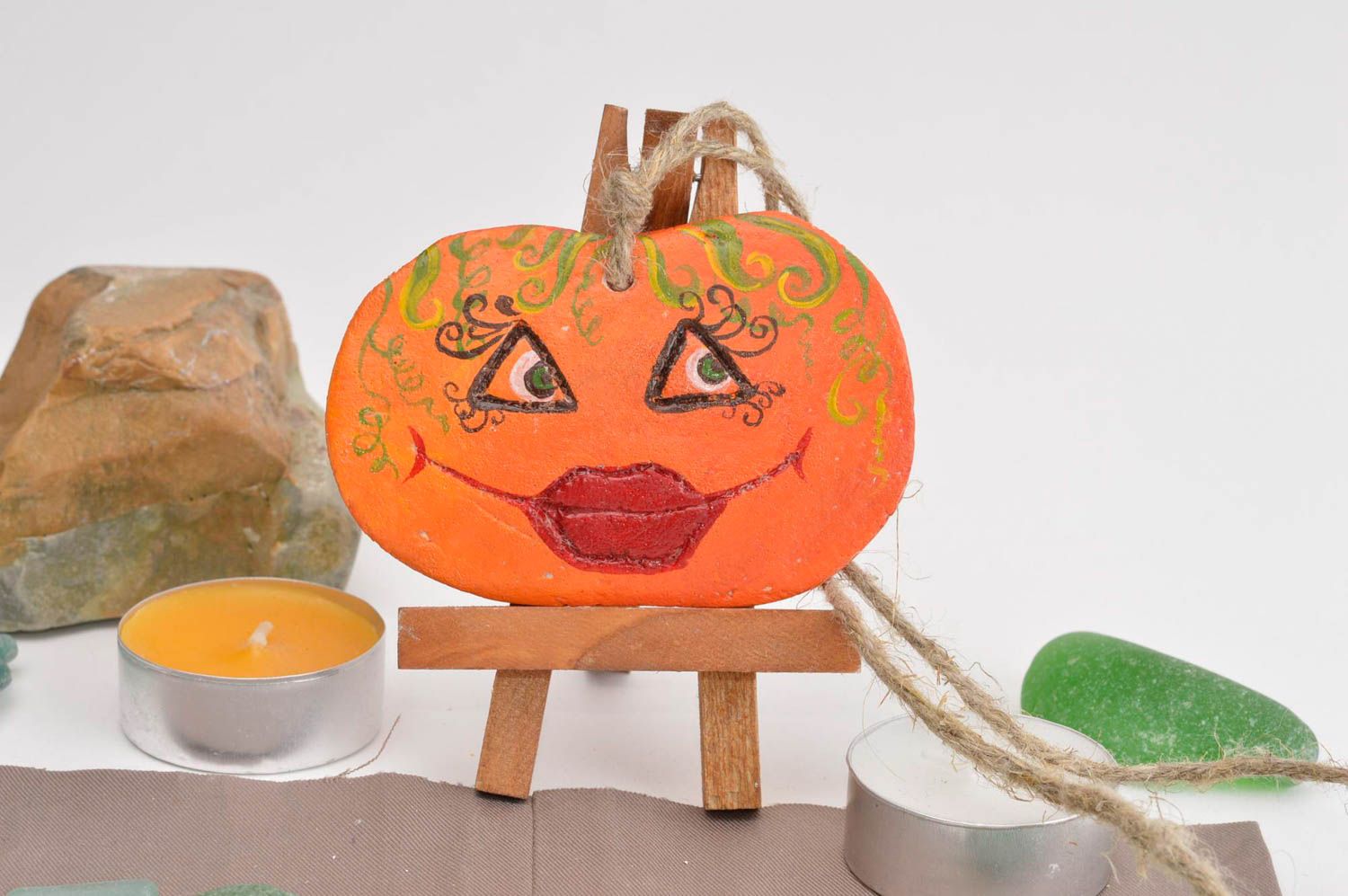 Clay toy hand crafted toy pumpkin unique interior decoration clay present photo 1