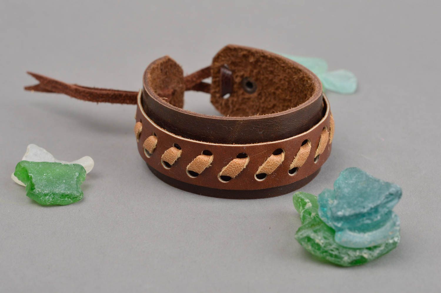 Genuine leather bracelet handmade leather accessories women jewelry nice gift photo 1