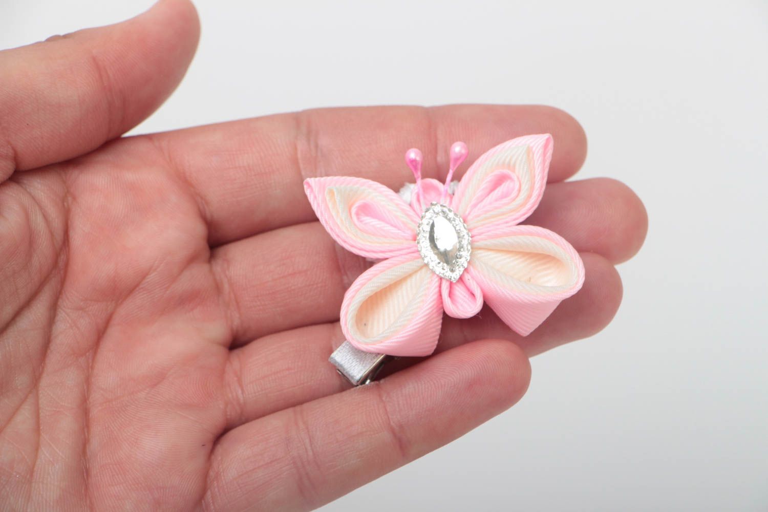 Feine modische rosafarbige handgemachte Haarspange für Kinder Schmetterling foto 5