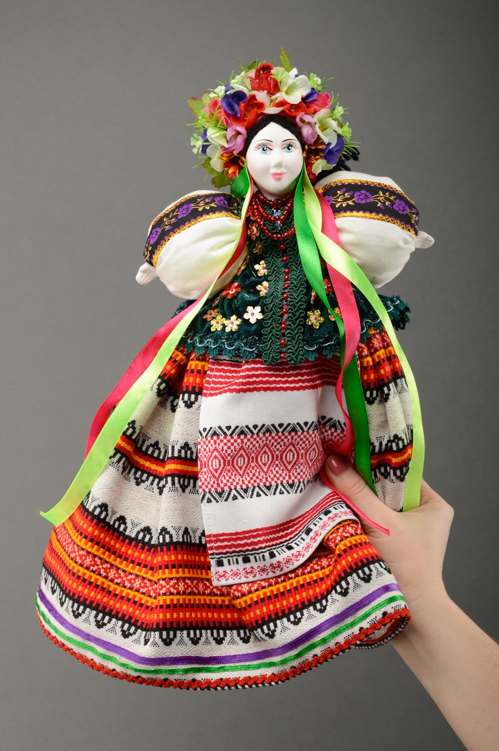 Кукла для чайника в украинском стиле из тканей ручной работы фото 4