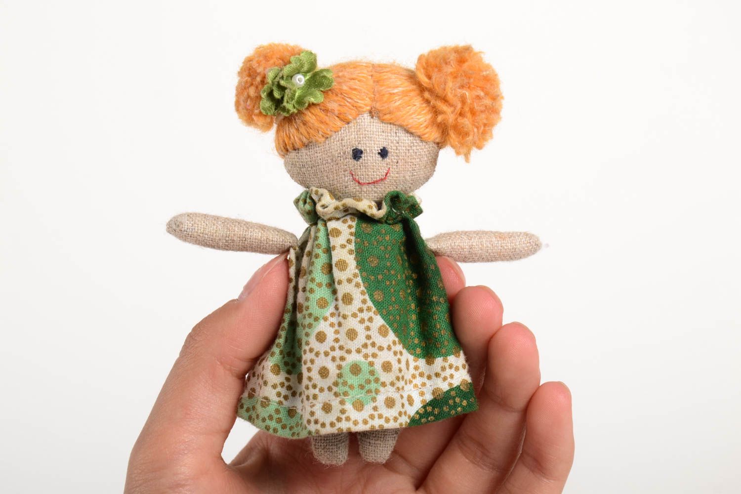 Кукла ручной работы кукла из ткани мягкая кукла красивая забавная в платьице фото 3
