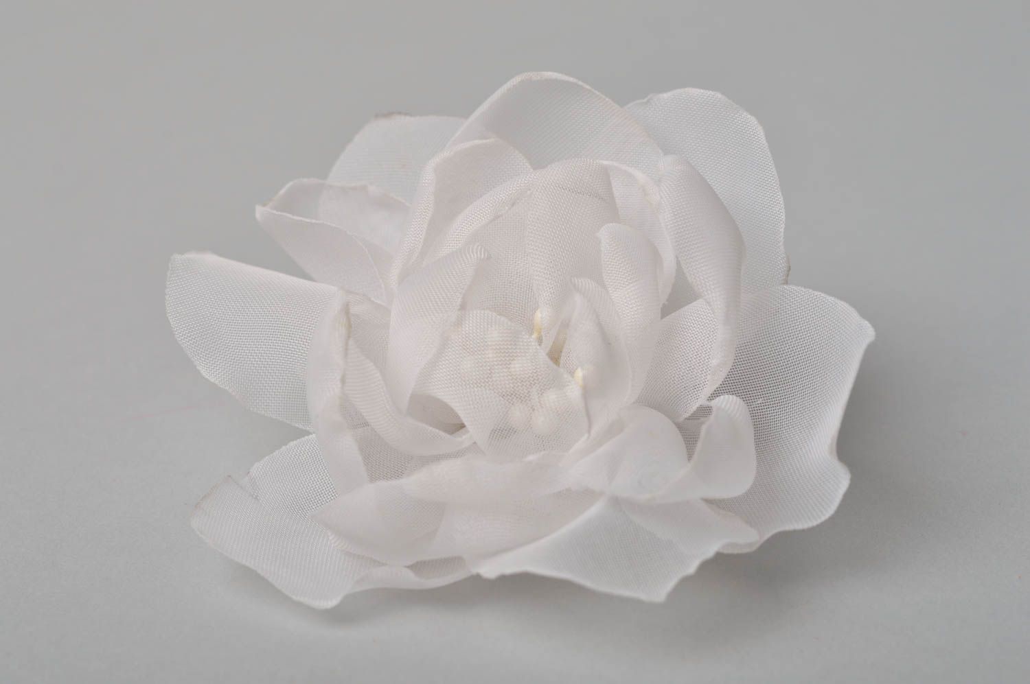 Handmade Schmuck Brosche Haarspange Blume Haar Accessoires zarte weiße Rose foto 7