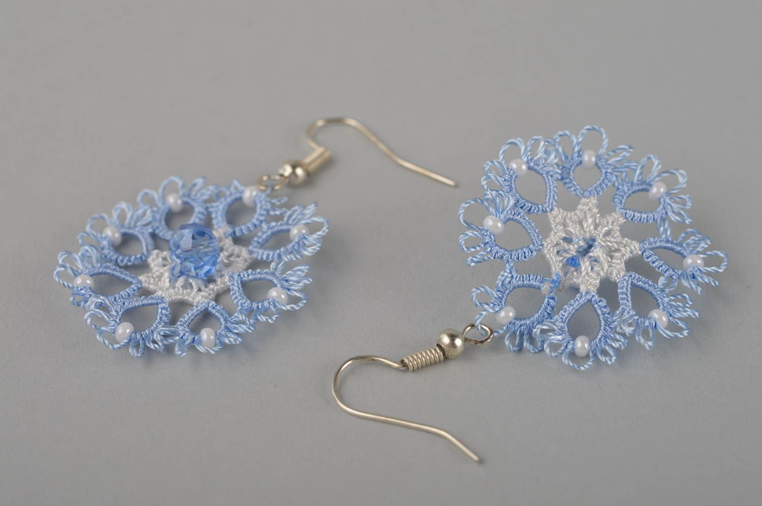 Unusual handmade textile earrings woven lace earrings beautiful jewellery photo 5