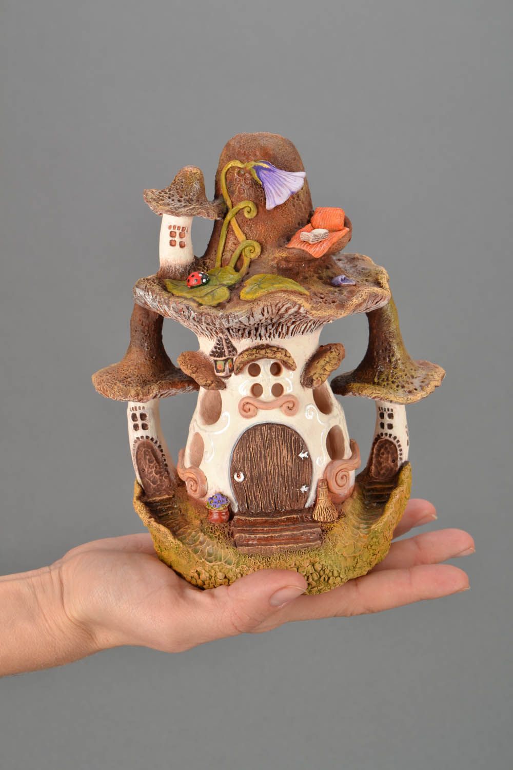 Handmade ceramic candle holder Mushroom photo 2