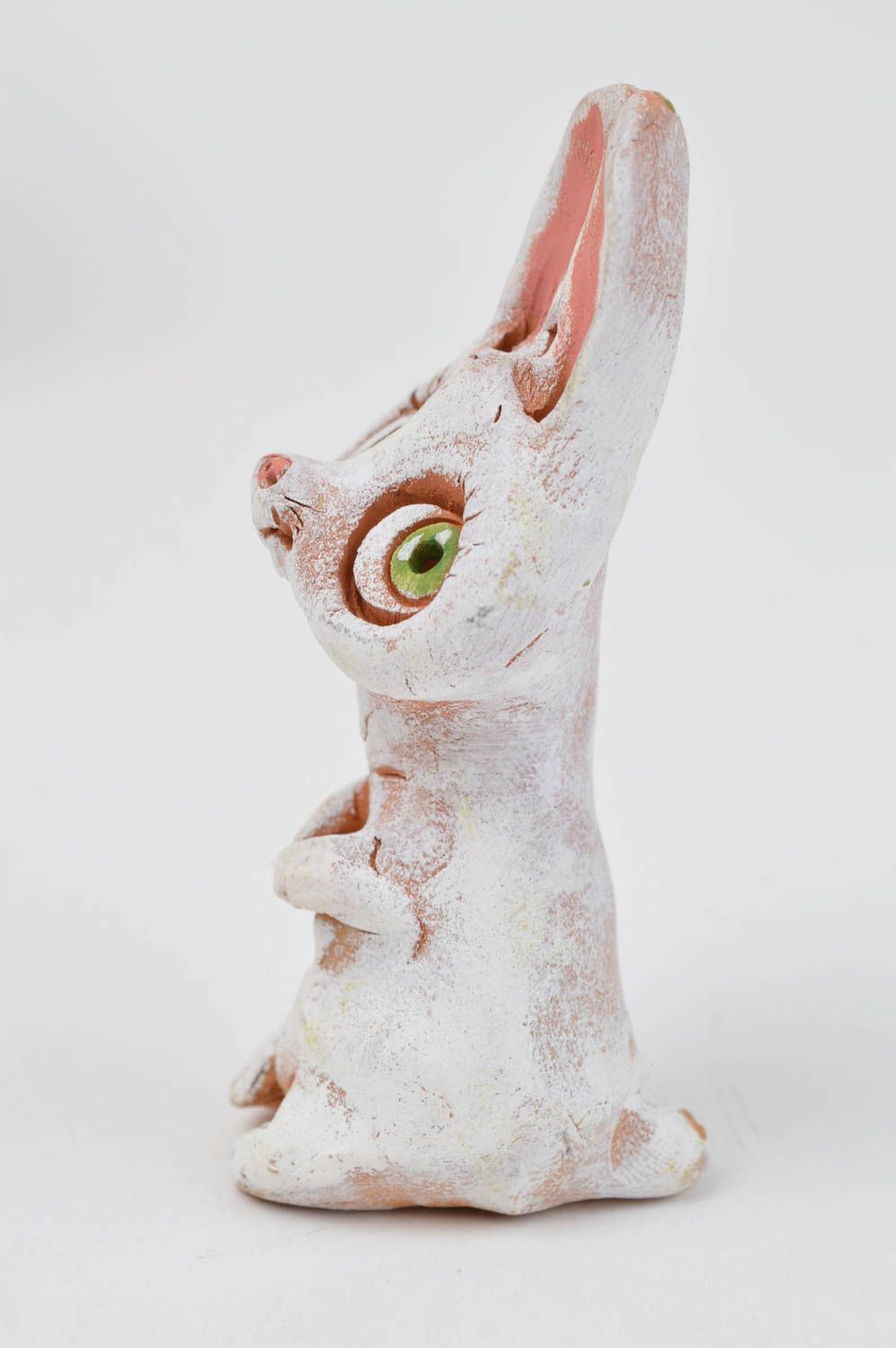 Figurine lapin blanc faite main Statuette design en argile originale Déco maison photo 3