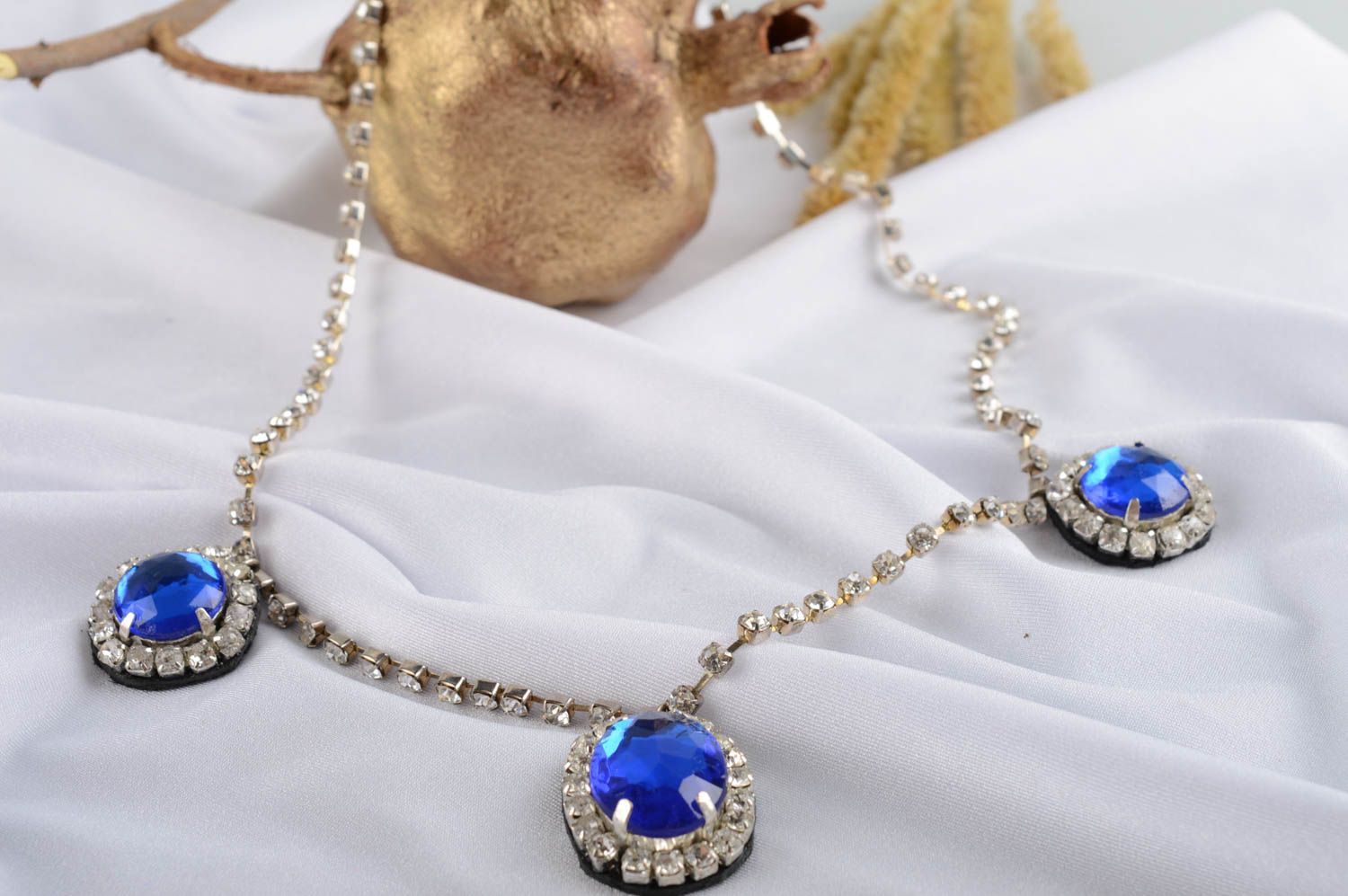 Handmade Damen Collier Modeschmuck Halskette Geschenk für Frauen Strasssteinen foto 1
