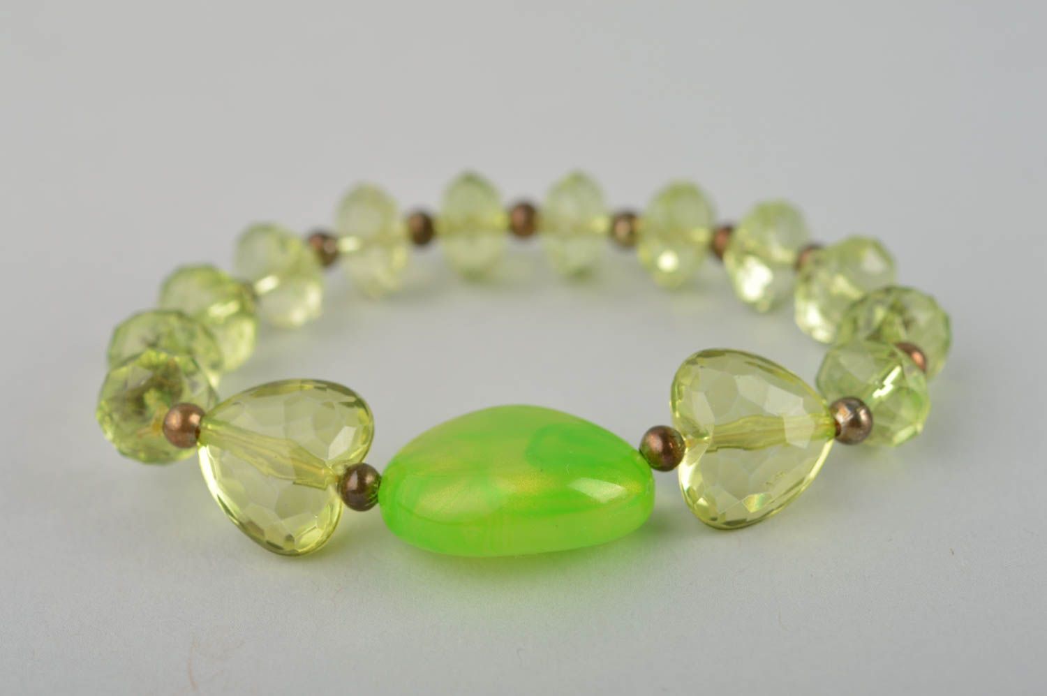Light green transparent bracelet beaded wrist bracelet cute gift for her  photo 3