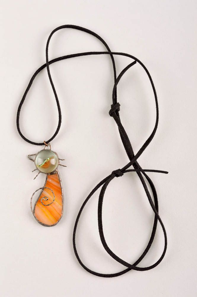 Handmade glass pendant unique fusing technique necklace designer present for her photo 2