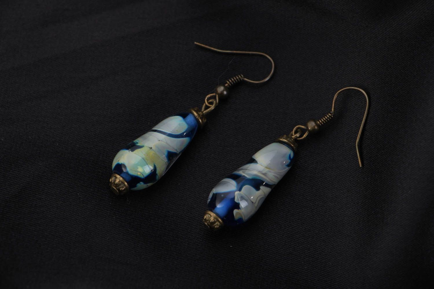 Long glass earrings Brooding clouds in the Night Sky photo 1