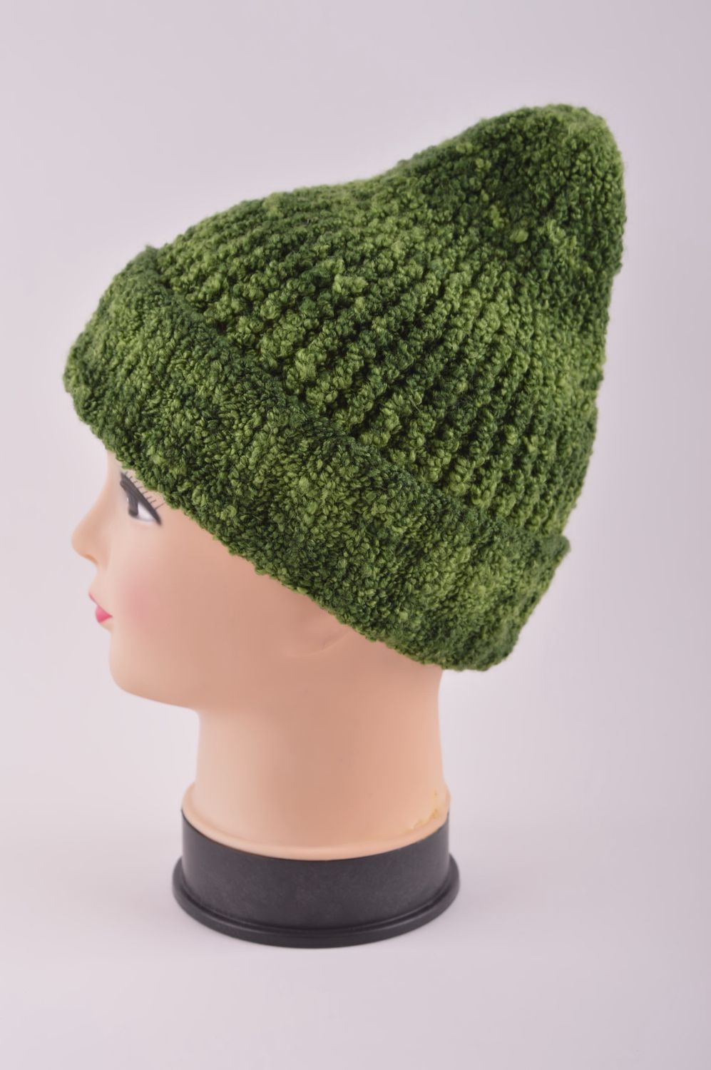 Головной убор хэнд мэйд зимняя женская шапка зеленая теплая зимняя шапка фото 3