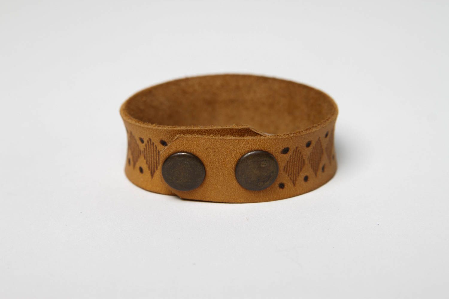Bracelet cuir fait main Bijou en cuir avec boutons de métal Cadeau original photo 3