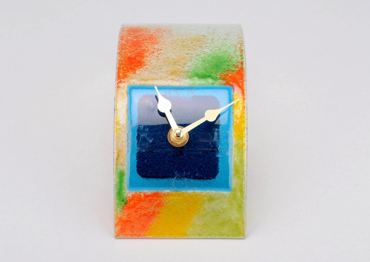 Horloge de table en verre fait main Arc-en-ciel photo 5