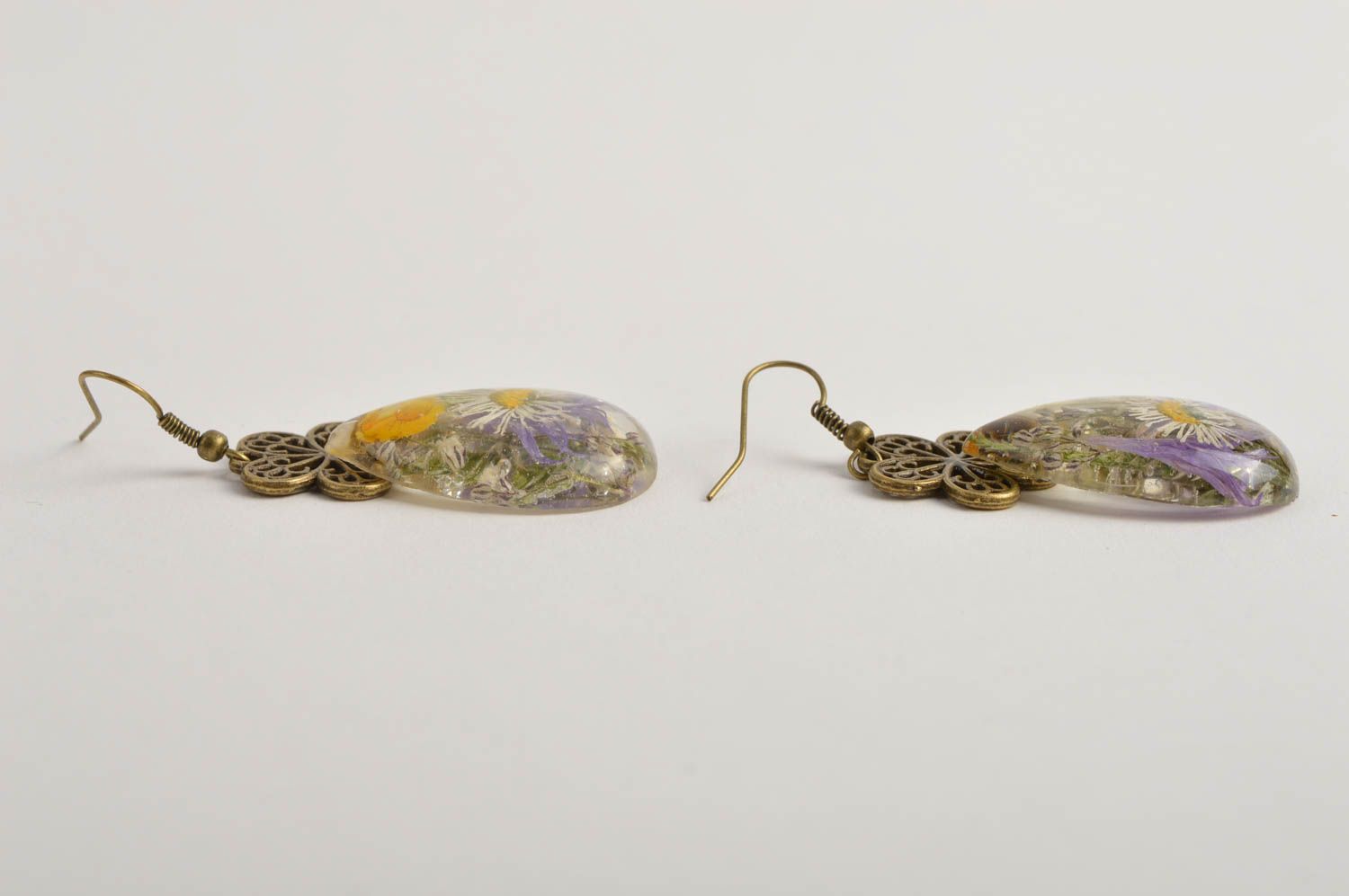 Handmade earrings epoxy resin flower jewelry designer earrings gifts for women photo 3