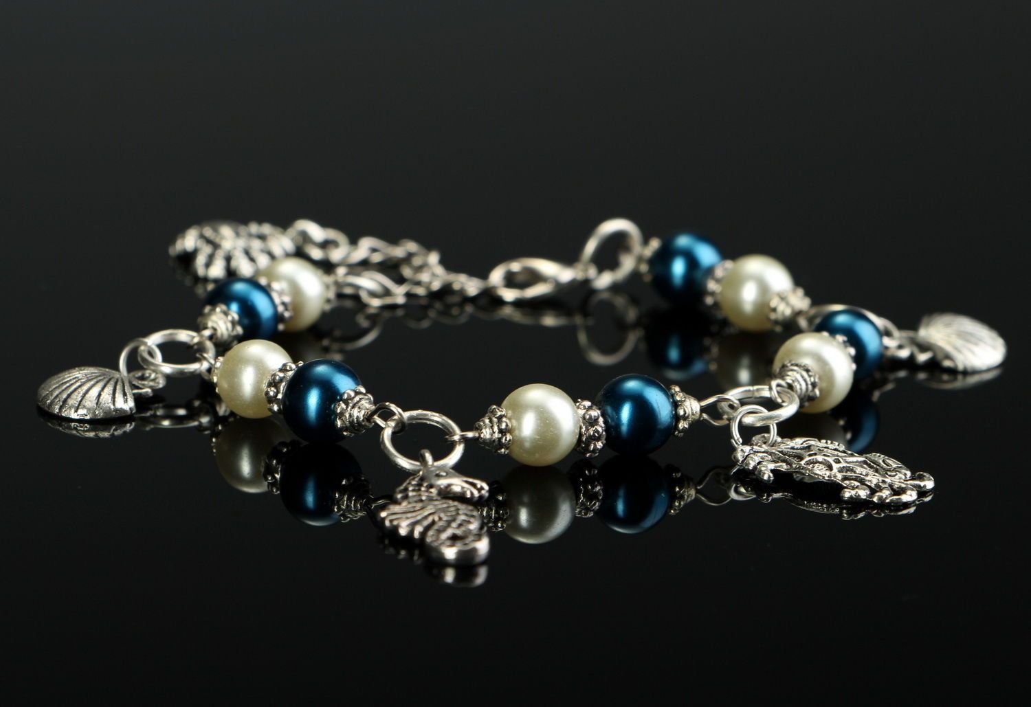 Bracelet perles céramiques fait main photo 1